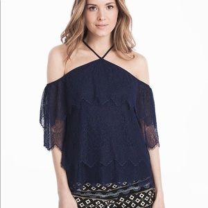 NWT WhiteHouseBlackMarket | Navy Lace Top XL